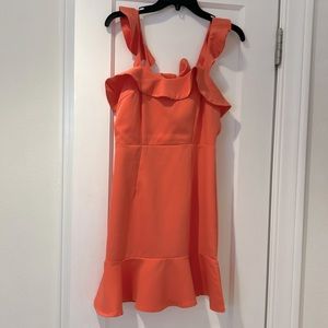 coral colored semi formal mini dress